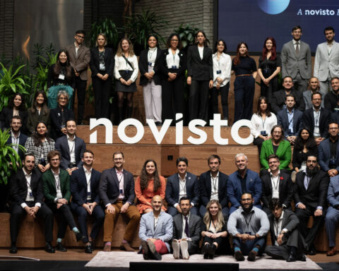Group photo of Novisto’s leadership team during Novisto ESG Forum. highlighting key figures behind the sustainability software company